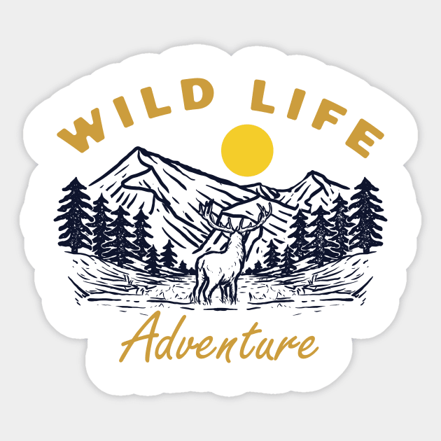 Deer - Wild Life Adventure Sticker by Fledermaus Studio